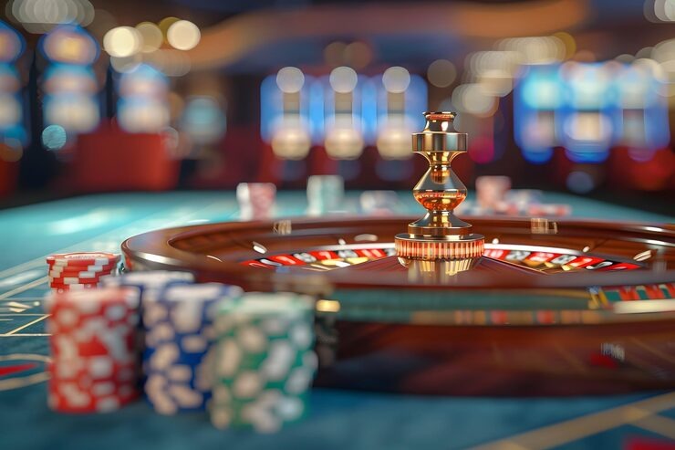 Live casino dealer table with multiple camera angles